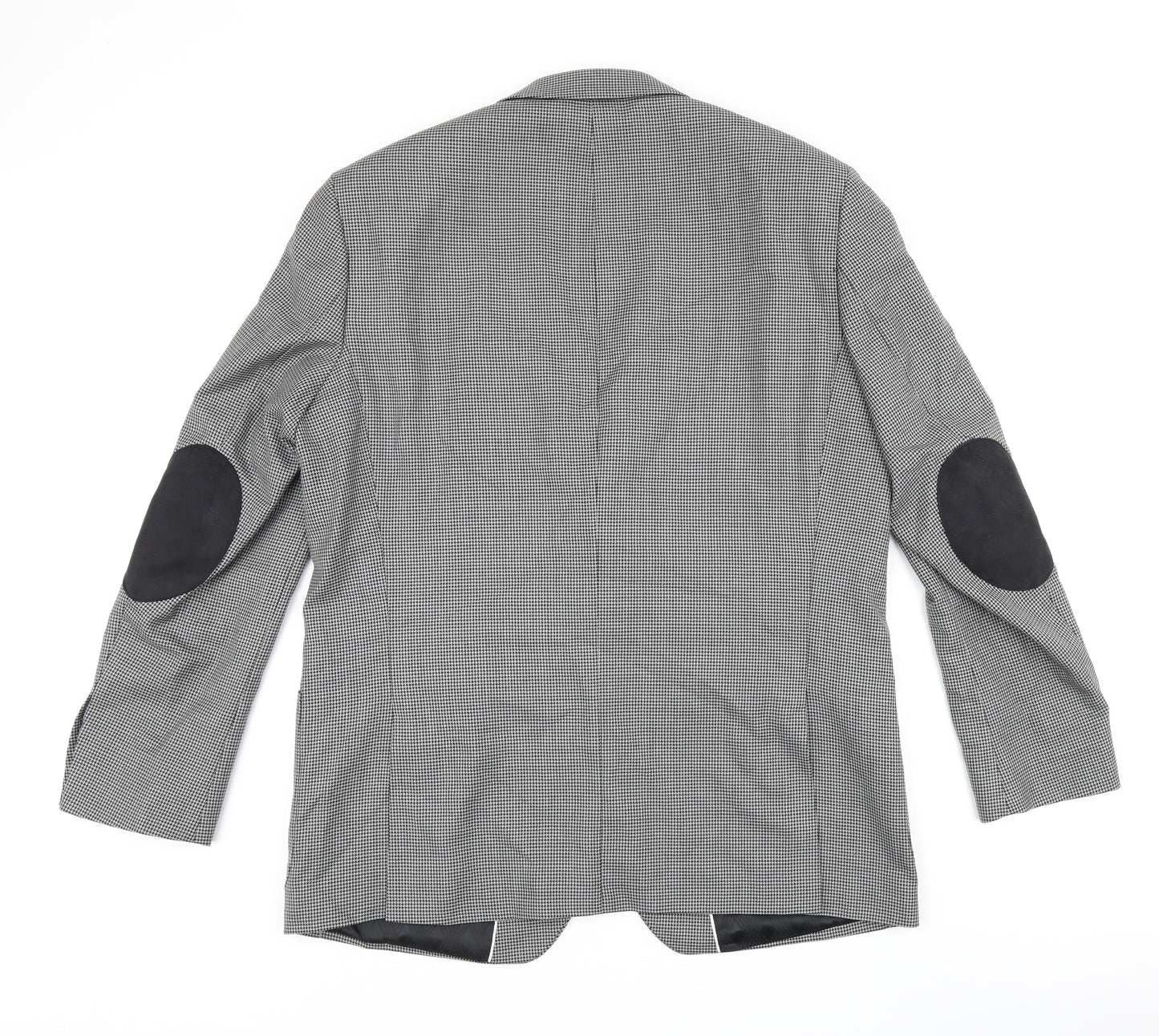 Jeff Banks Mens Grey Houndstooth Polyester Jacket Suit Jacket Size 44 Regular