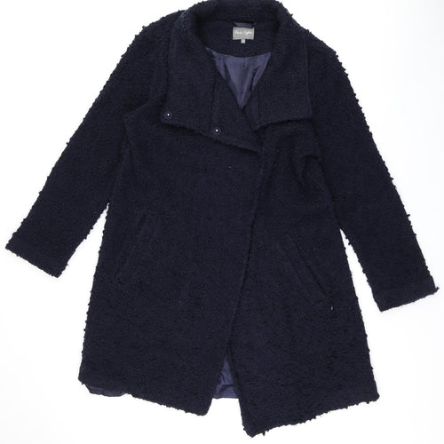 Phase Eight Womens Blue Overcoat Coat Size 14 Snap