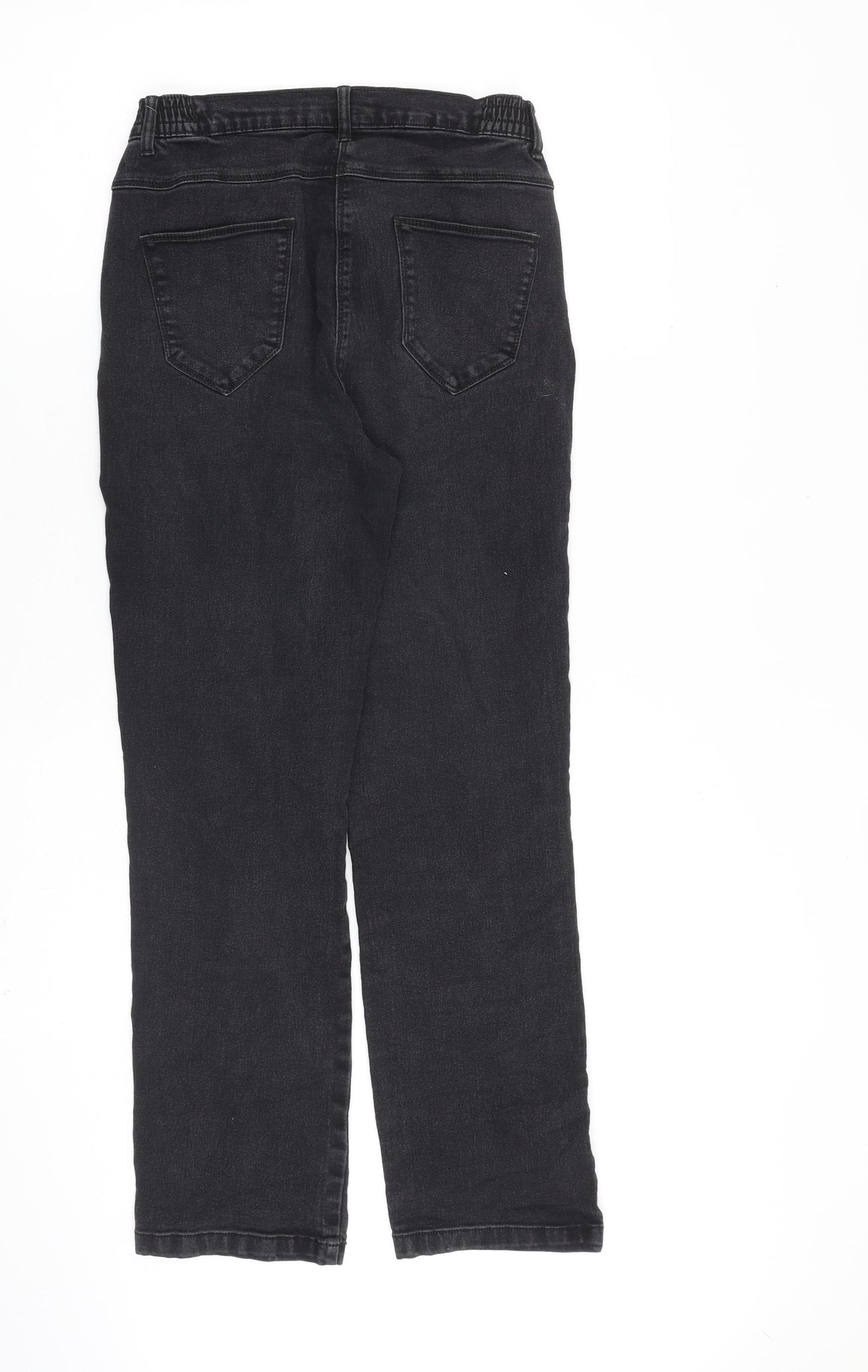 Bonmarché Womens Black Cotton Straight Jeans Size 10 L28 in Regular Zip