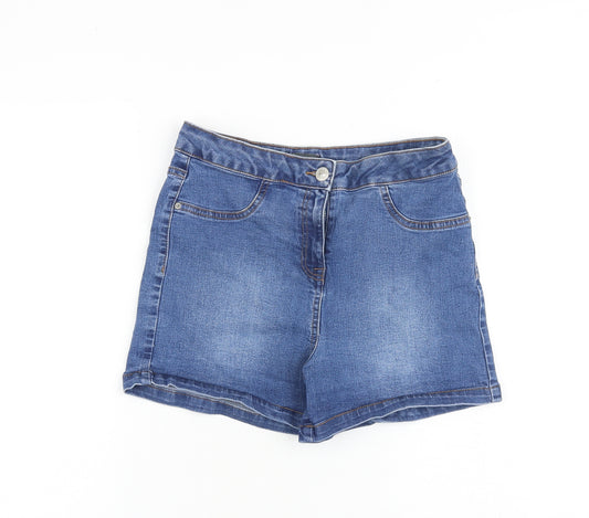 Papaya Womens Blue Cotton Biker Shorts Size 10 L3 in Regular Zip
