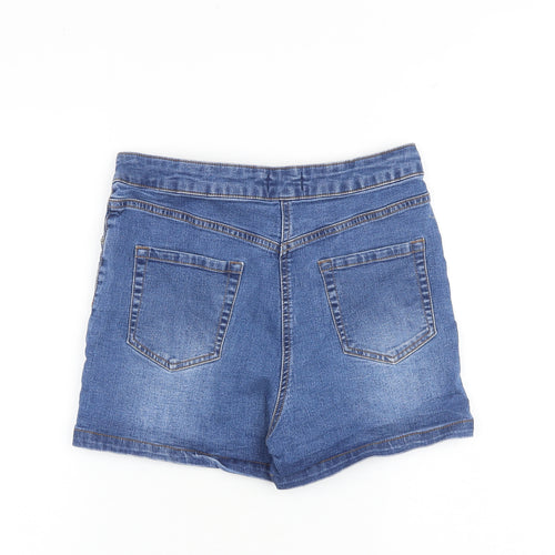 Papaya Womens Blue Cotton Biker Shorts Size 10 L3 in Regular Zip