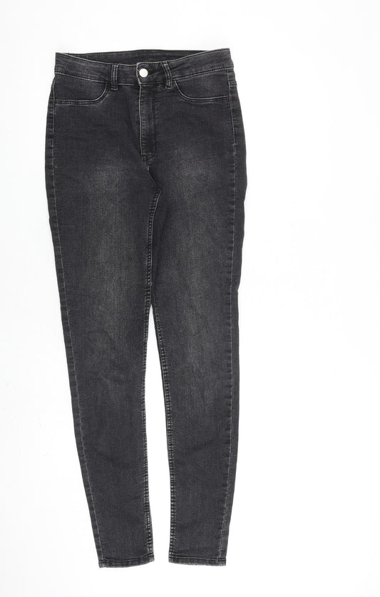 H&M Womens Grey Cotton Skinny Jeans Size 10 L30 in Regular Zip