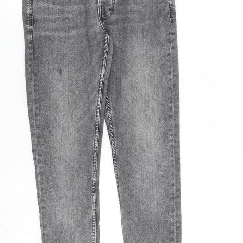 Denim & Co. Mens Grey Cotton Straight Jeans Size 32 in L32 in Regular Button