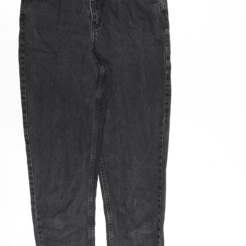 Denim & Co. Womens Grey Cotton Mom Jeans Size 10 L28 in Regular Zip