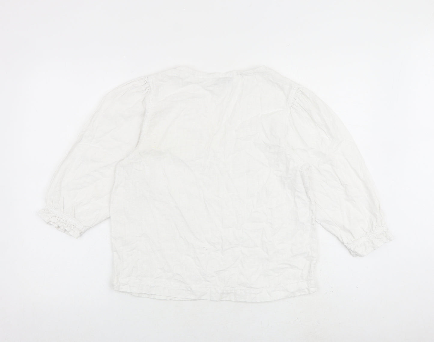 NEXT Womens White Polyester Basic T-Shirt Size 12 V-Neck