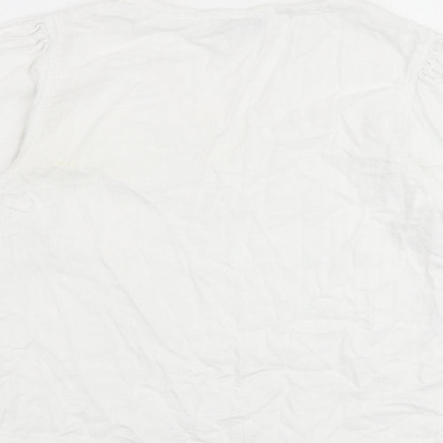 NEXT Womens White Polyester Basic T-Shirt Size 12 V-Neck