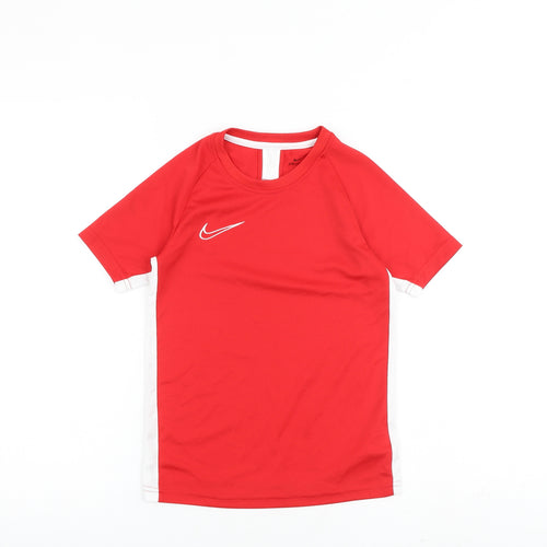 Nike Boys Red Polyester Basic T-Shirt Size S Round Neck Pullover