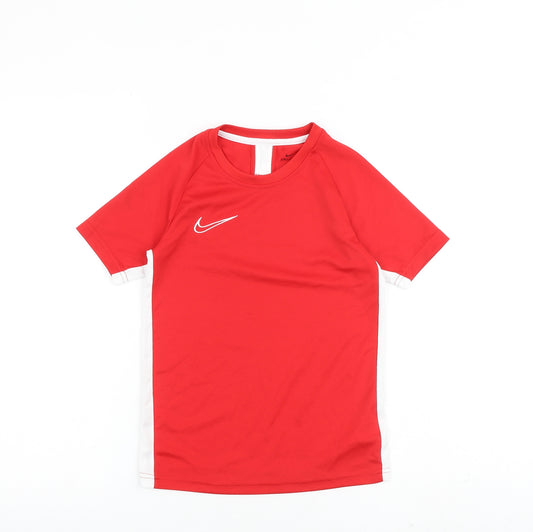 Nike Boys Red Polyester Basic T-Shirt Size S Round Neck Pullover