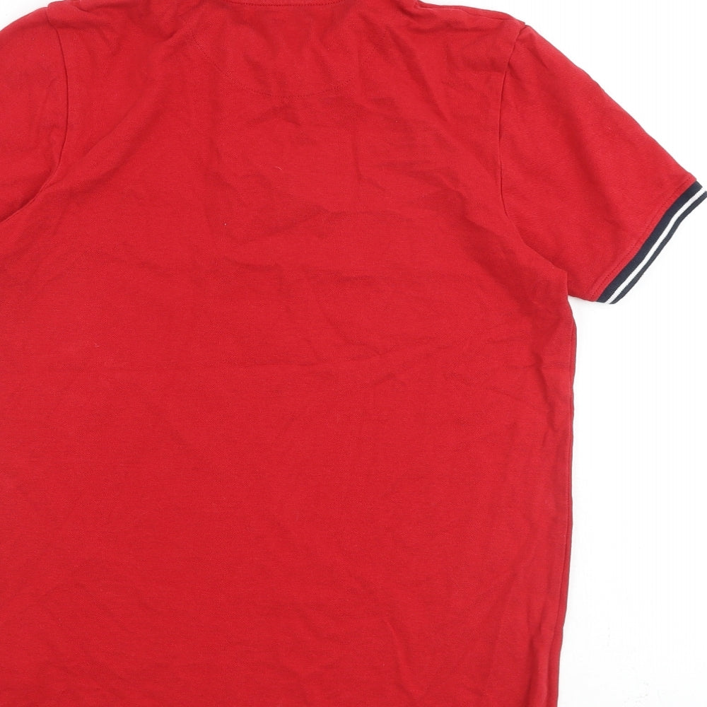 Ben Sherman Boys Red 100% Cotton Basic T-Shirt Size 14-15 Years Collared Button