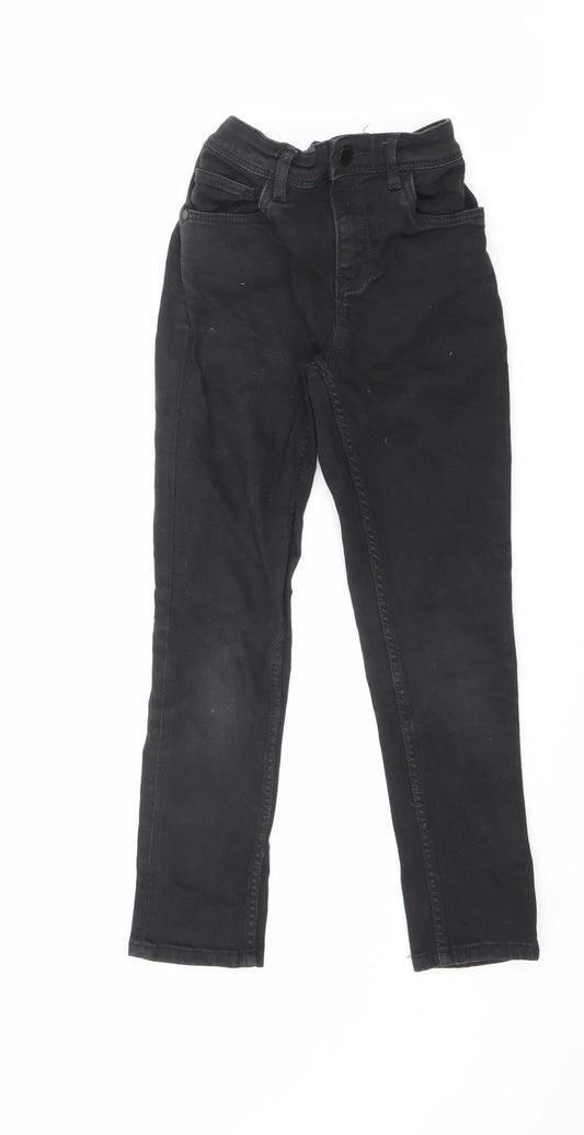 NEXT Boys Black Cotton Skinny Jeans Size 9 Years L22 in Extra-Slim Zip