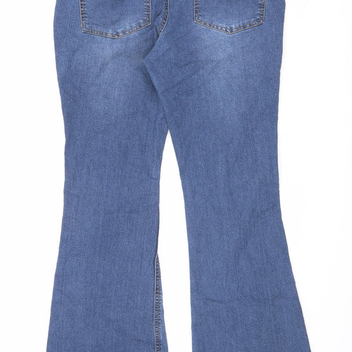 Dorothy Perkins Womens Blue Cotton Flared Jeans Size 10 L29 in Regular Zip