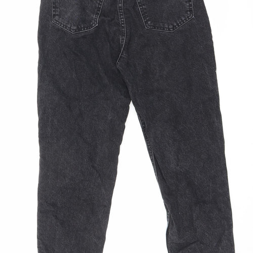 Zara Womens Black Cotton Straight Jeans Size 10 L26.5 in Regular Zip