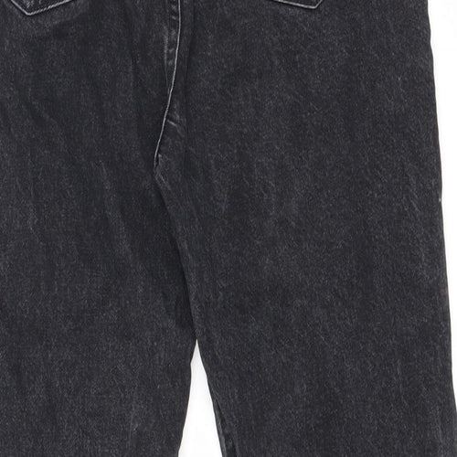 Zara Womens Black Cotton Straight Jeans Size 10 L26.5 in Regular Zip