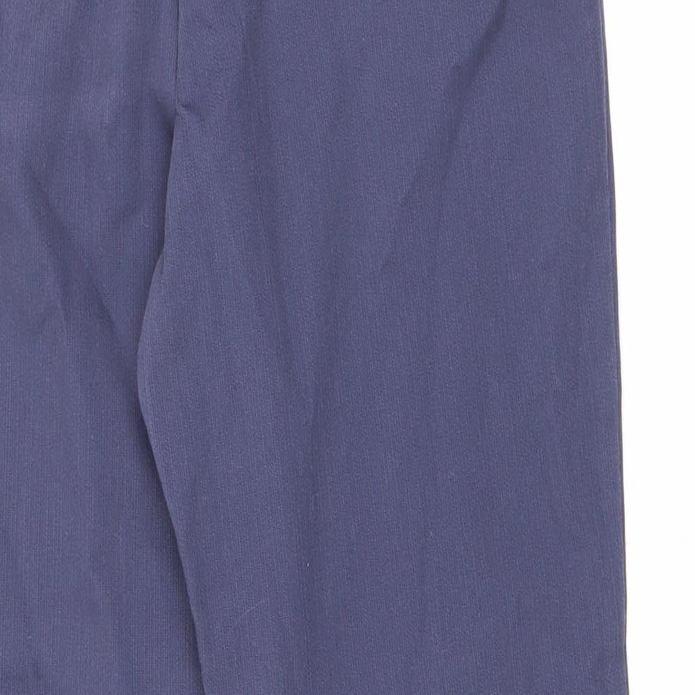 BHS Womens Blue Cotton Trousers Size 14 L30.5 in Regular Zip