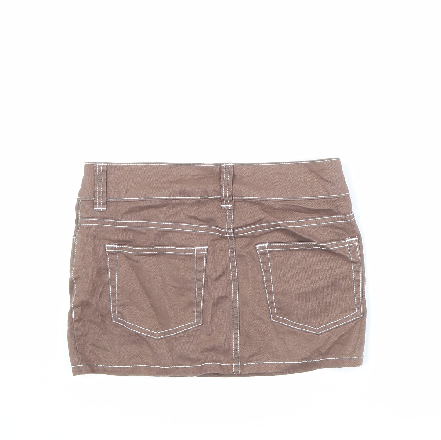 Divided by H&M Womens Brown Cotton Mini Skirt Size 6 Zip