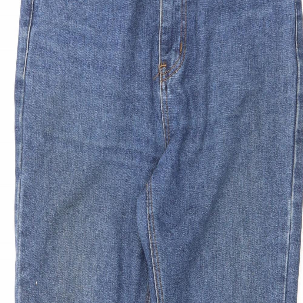 Boohoo Womens Blue Cotton Straight Jeans Size 10 L28 in Regular Zip