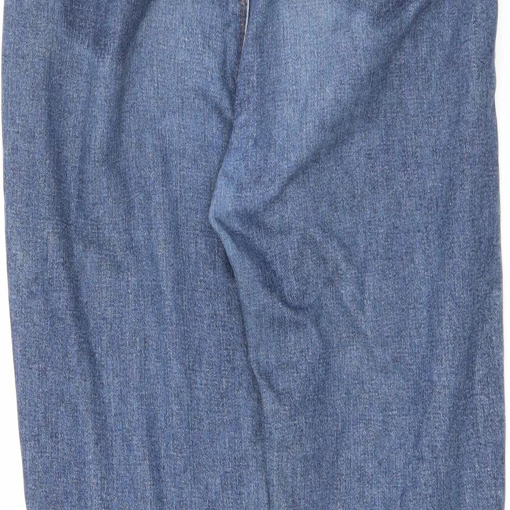 Boohoo Womens Blue Cotton Straight Jeans Size 10 L28 in Regular Zip