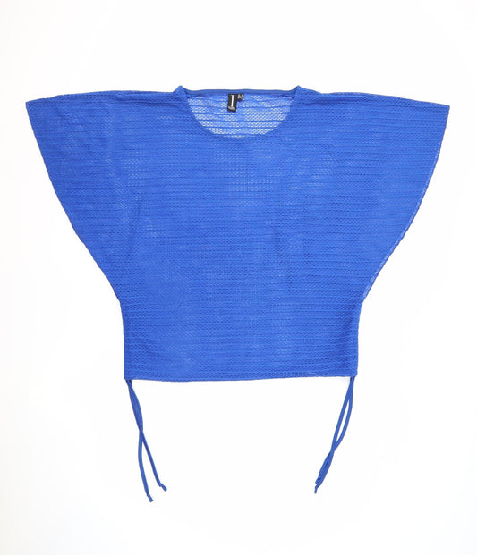 Izabel London Womens Blue Polyester Basic Blouse Size 12 Round Neck - Tie Sides Sheer