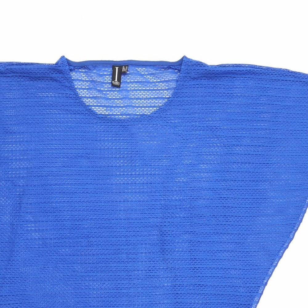 Izabel London Womens Blue Polyester Basic Blouse Size 12 Round Neck - Tie Sides Sheer