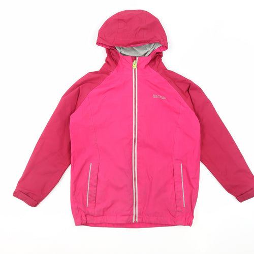 Regatta Girls Pink Windbreaker Jacket Size 9-10 Years Zip - Logo Hooded