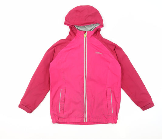 Regatta Girls Pink Windbreaker Jacket Size 9-10 Years Zip - Logo Hooded