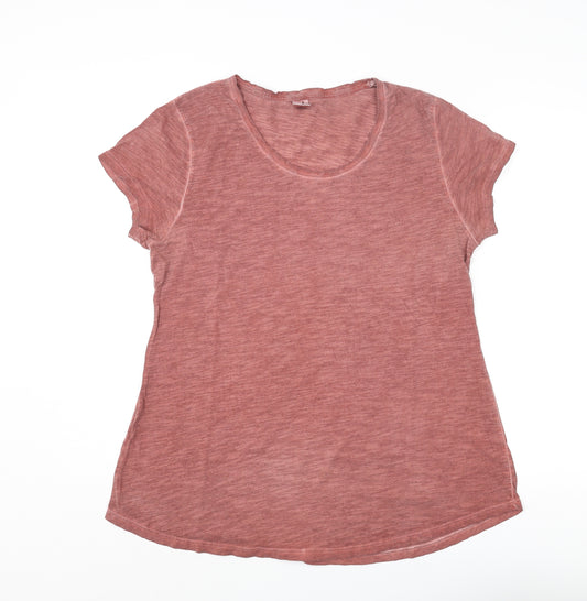Peruvian Connection Womens Red Cotton Basic T-Shirt Size L Round Neck