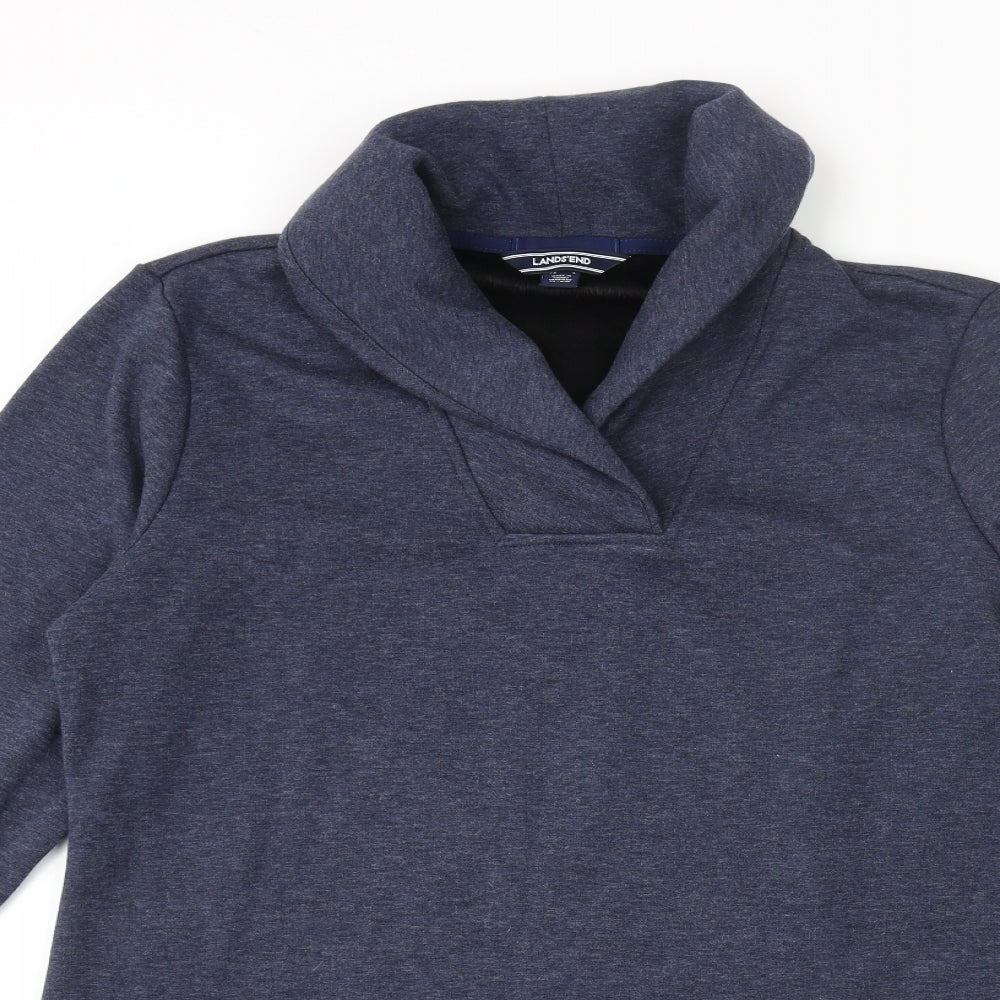 Lands' End Mens Blue Cotton Pullover Sweatshirt Size M - Roll Collar
