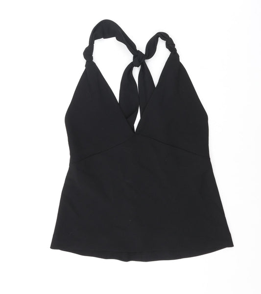 Zara Womens Black Polyester Camisole Blouse Size M V-Neck - Knot Strap