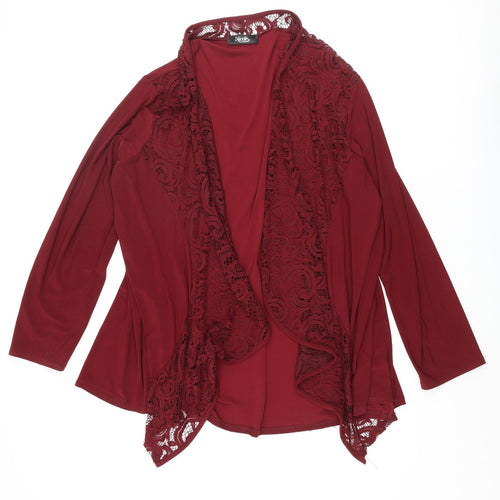 Nicole Womens Red Polyester Kimono Blouse Size XL V-Neck - Lace Waterfall