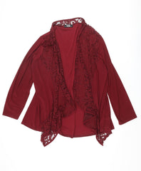 Nicole Womens Red Polyester Kimono Blouse Size XL V-Neck - Lace Waterfall