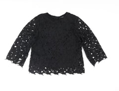 Autograph Womens Black Polyester Basic Blouse Size 8 Round Neck - Vine Lace