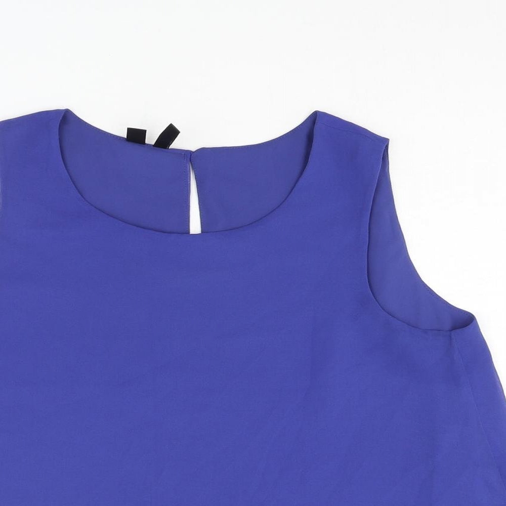 Mango Womens Blue Polyester Camisole Blouse Size S Scoop Neck - Layered