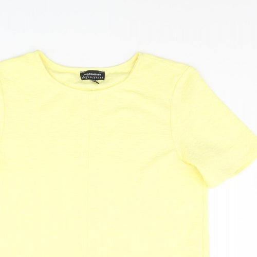 Warehouse Womens Yellow Polyester Basic T-Shirt Size 12 Round Neck - Textured