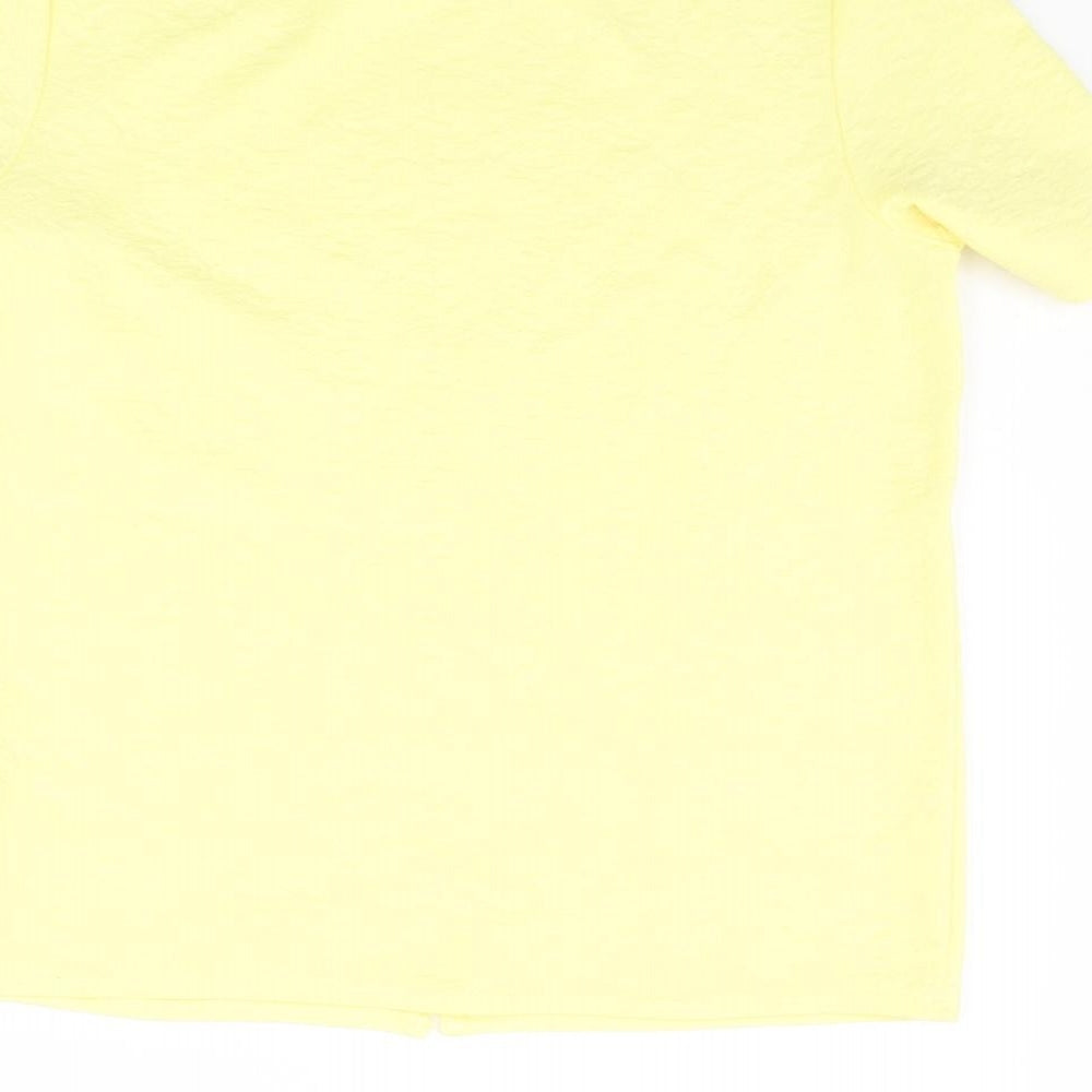 Warehouse Womens Yellow Polyester Basic T-Shirt Size 12 Round Neck - Textured
