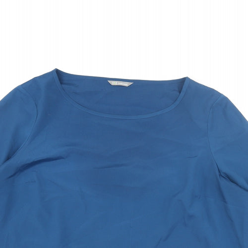 Marks and Spencer Womens Blue Polyester Basic Blouse Size 10 Off the Shoulder