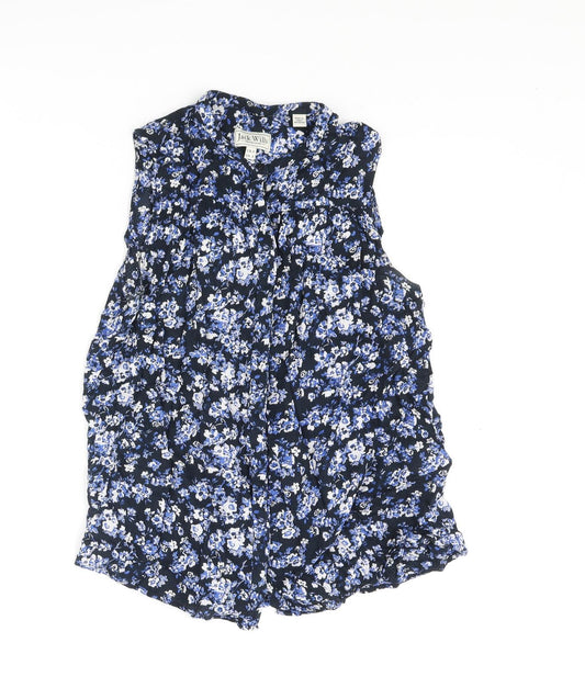 Jack Wills Womens Blue Floral Viscose Camisole Blouse Size 8 Collared