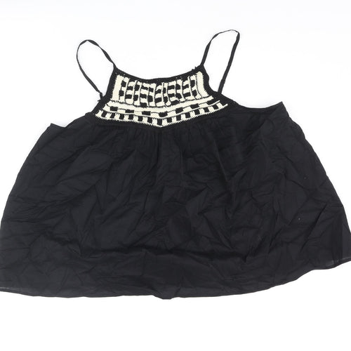 Per Una Womens Black Cotton Camisole Blouse Size 20 Square Neck