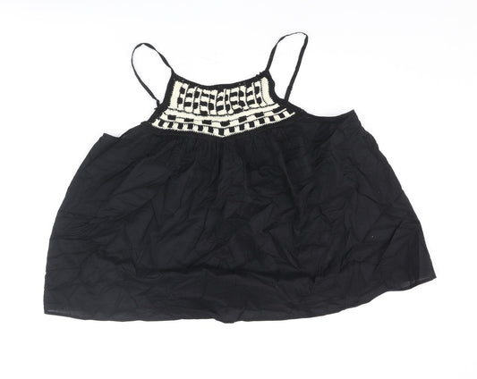 Per Una Womens Black Cotton Camisole Blouse Size 20 Square Neck