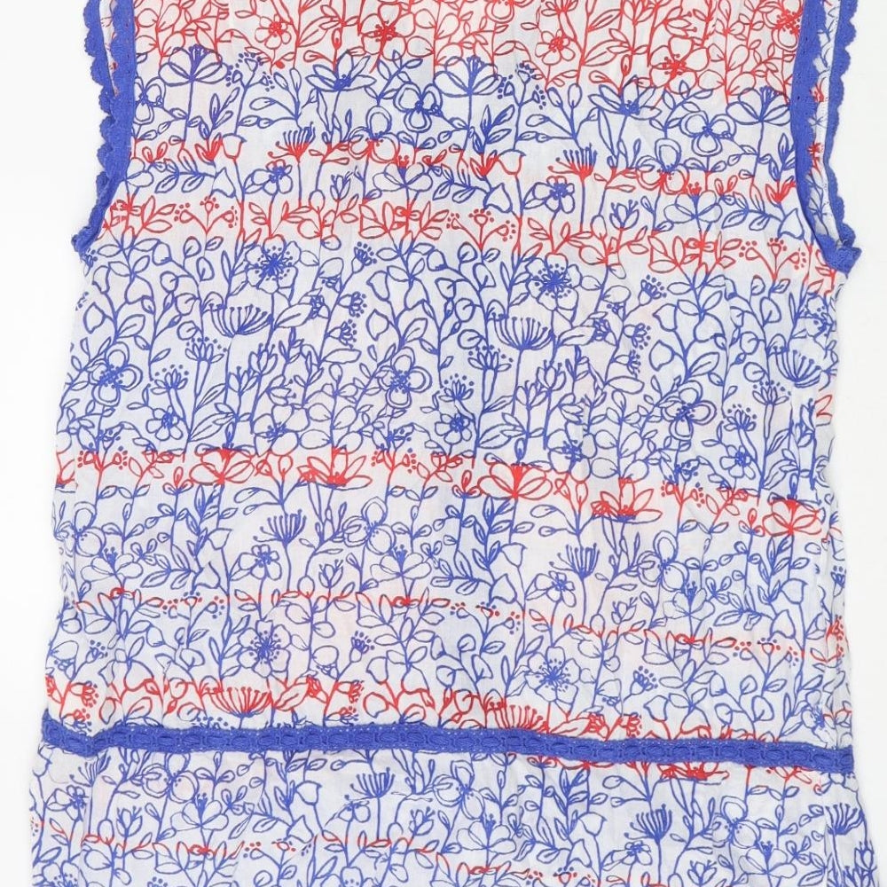 KEW Womens Multicoloured Geometric Cotton Basic Blouse Size 12 V-Neck - Lace Trim