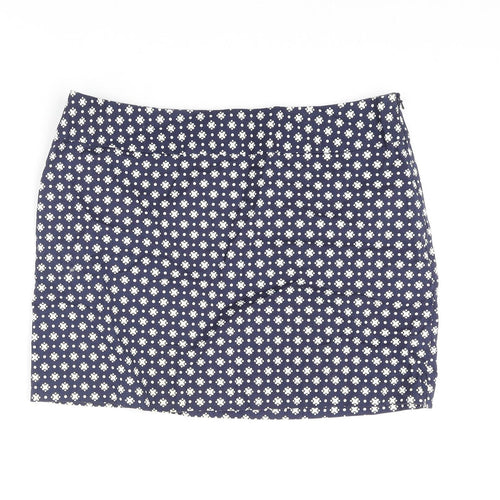Old Navy Womens Blue Geometric Cotton Mini Skirt Size 6 Zip