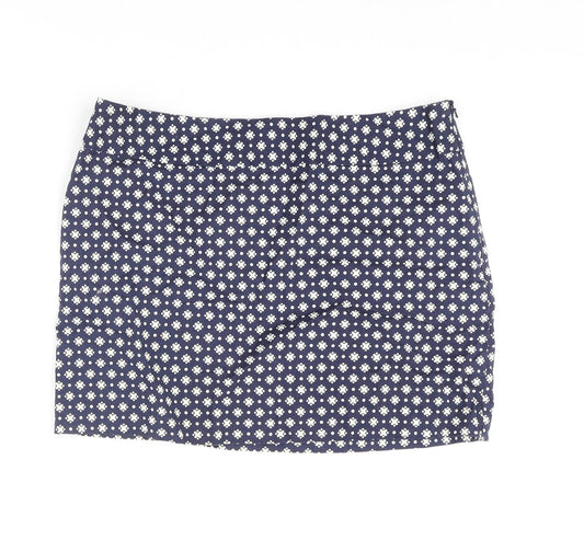 Old Navy Womens Blue Geometric Cotton Mini Skirt Size 6 Zip