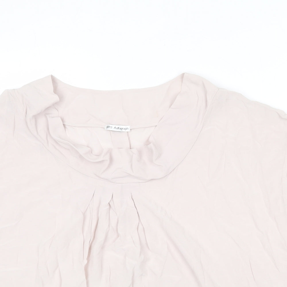 Autograph Womens Pink Silk Basic Blouse Size 20 Round Neck