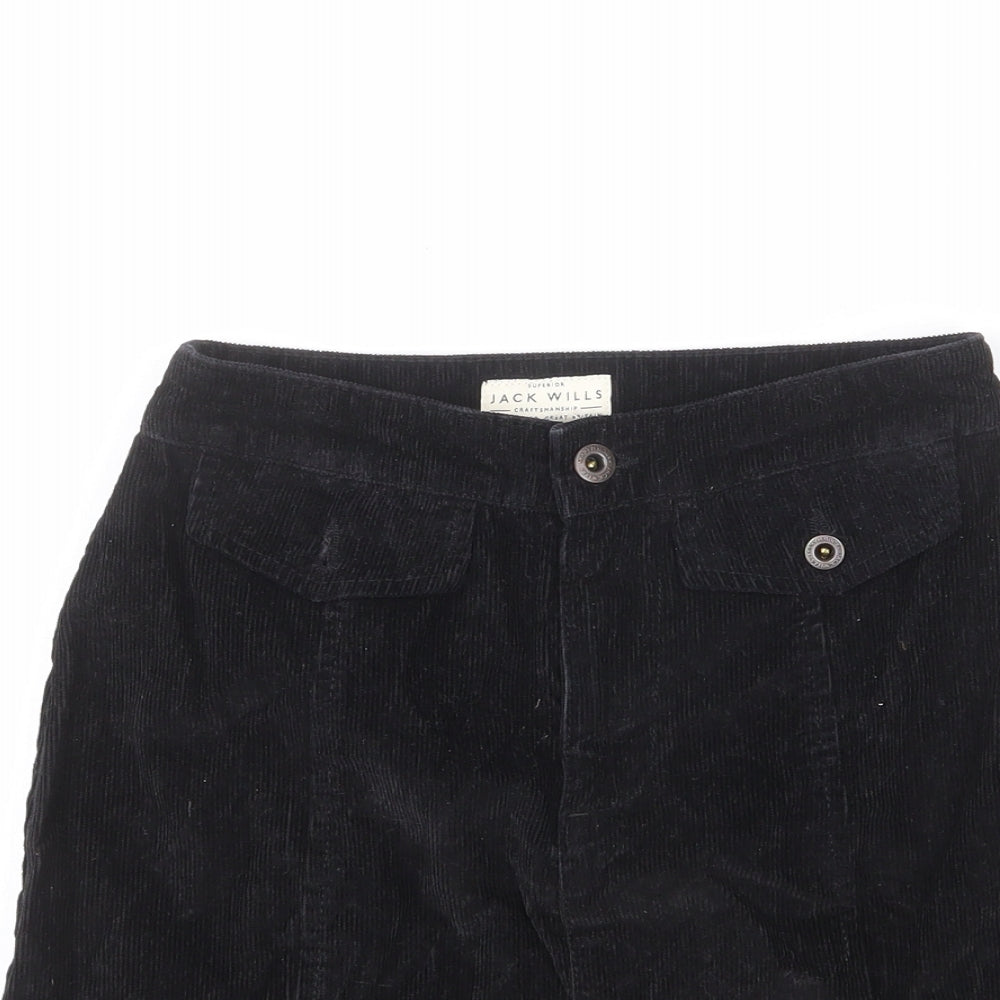 Jack Wills Womens Black Cotton A-Line Skirt Size 6 Zip