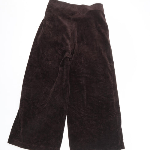 Marks and Spencer Womens Brown Cotton Trousers Size 10 L23 in Regular - Short Length