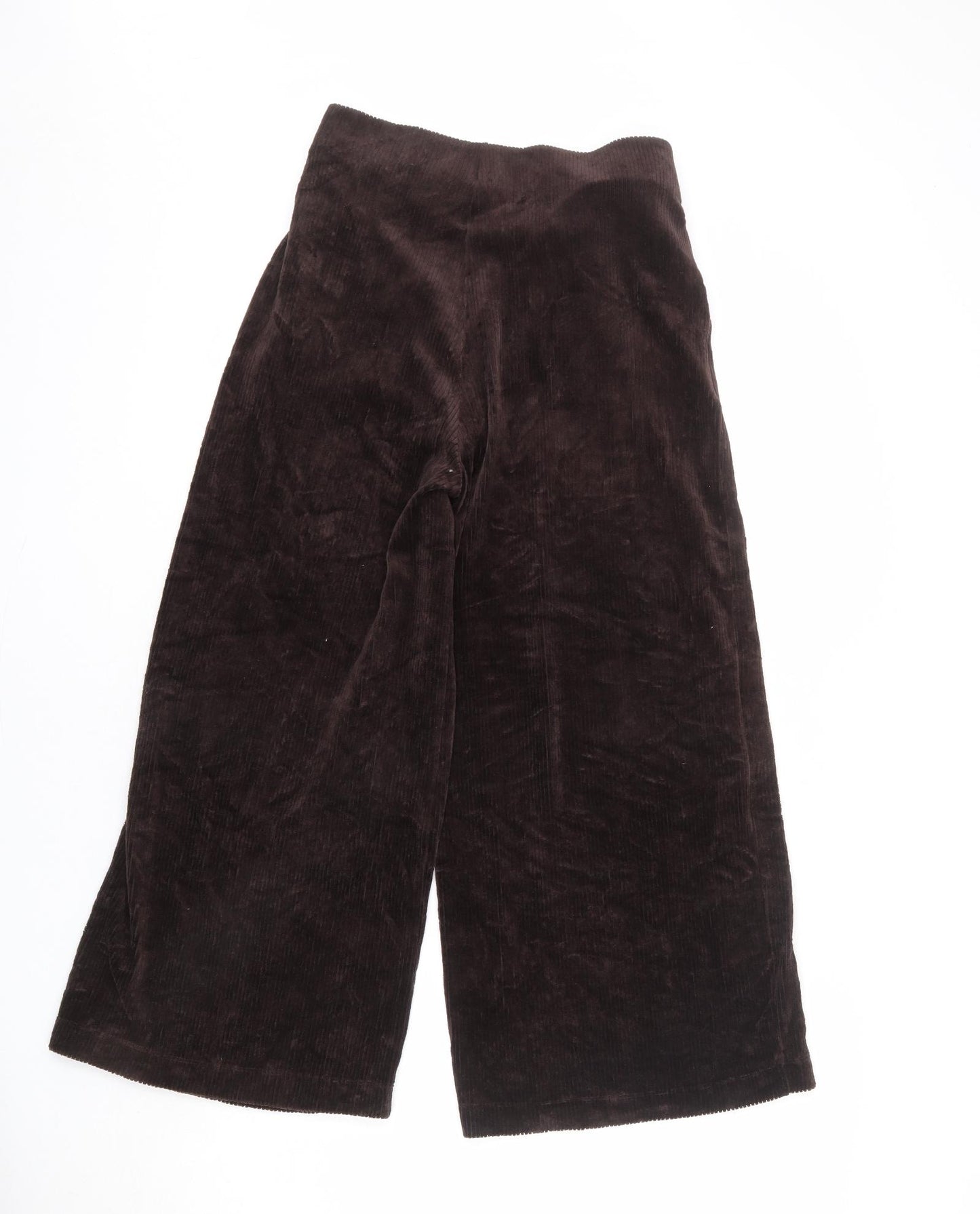 Marks and Spencer Womens Brown Cotton Trousers Size 10 L23 in Regular - Short Length
