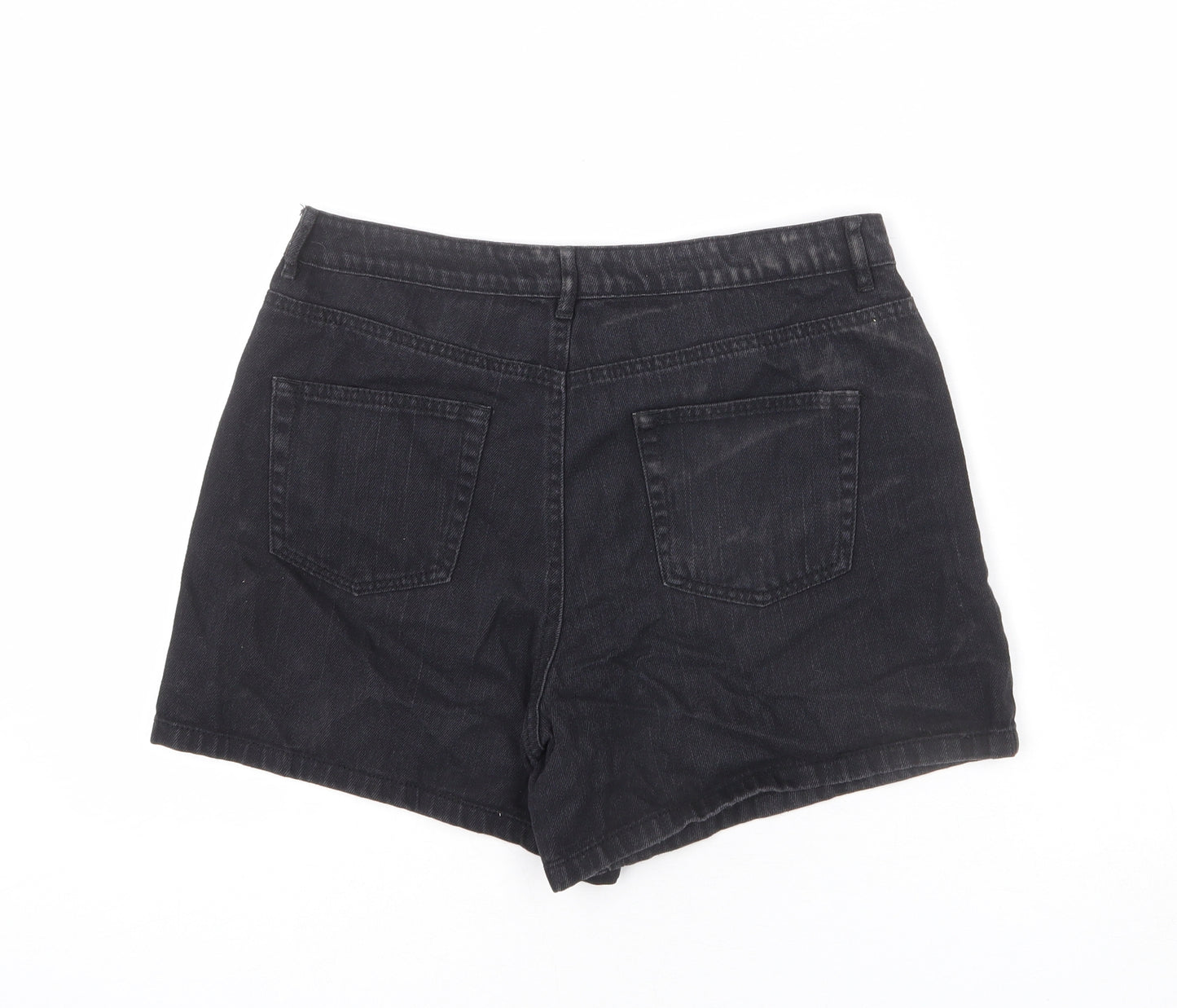 Missguided Womens Black Cotton Mom Shorts Size 10 L3 in Regular Zip