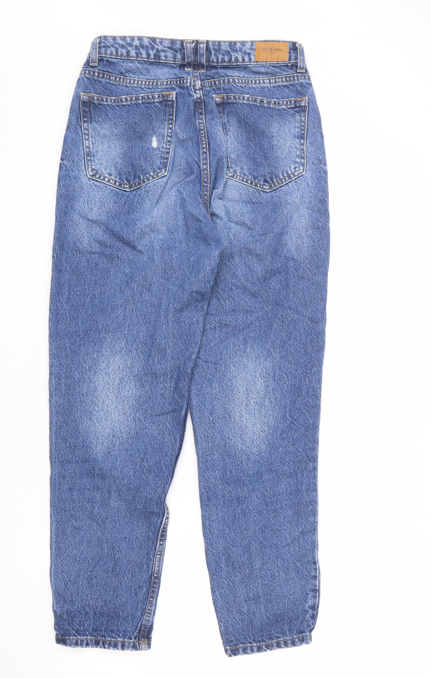 Bershka Womens Blue Cotton Mom Jeans Size 10 L26 in Regular Zip