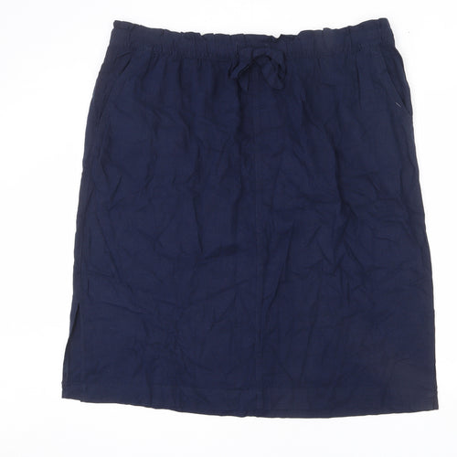 Marks and Spencer Womens Blue Linen A-Line Skirt Size 24