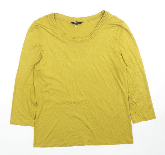 Hobbs Womens Yellow Viscose Basic T-Shirt Size L Round Neck