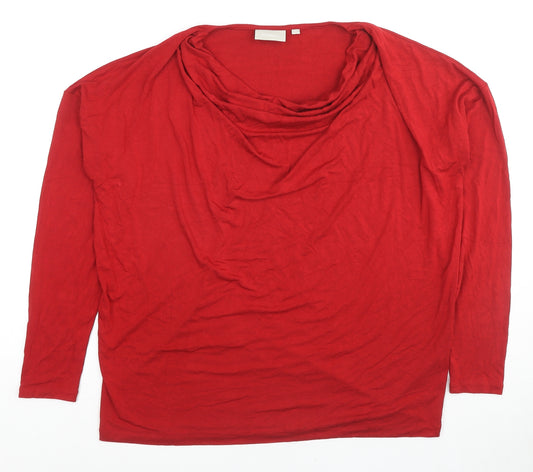 Inwear Womens Red Viscose Basic Blouse Size XL Cowl Neck